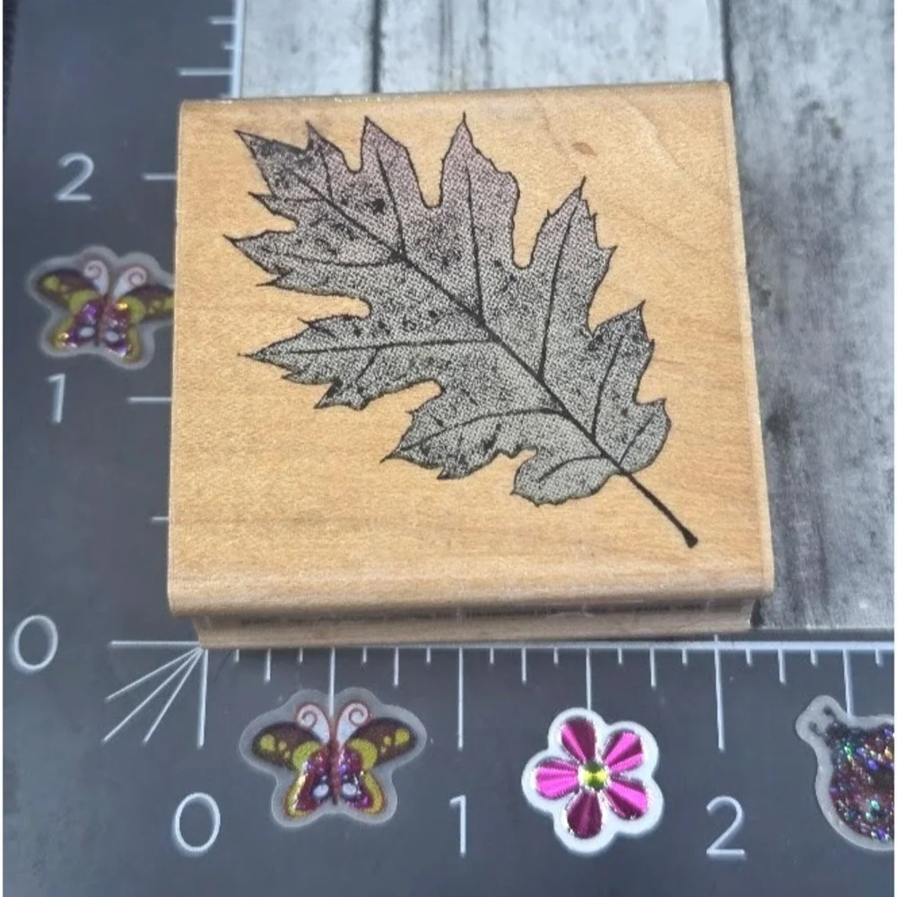 Hero Arts Poetic Pin Art Print Oak Leaf Tree 2001 Rubber Stamp Wood #E3